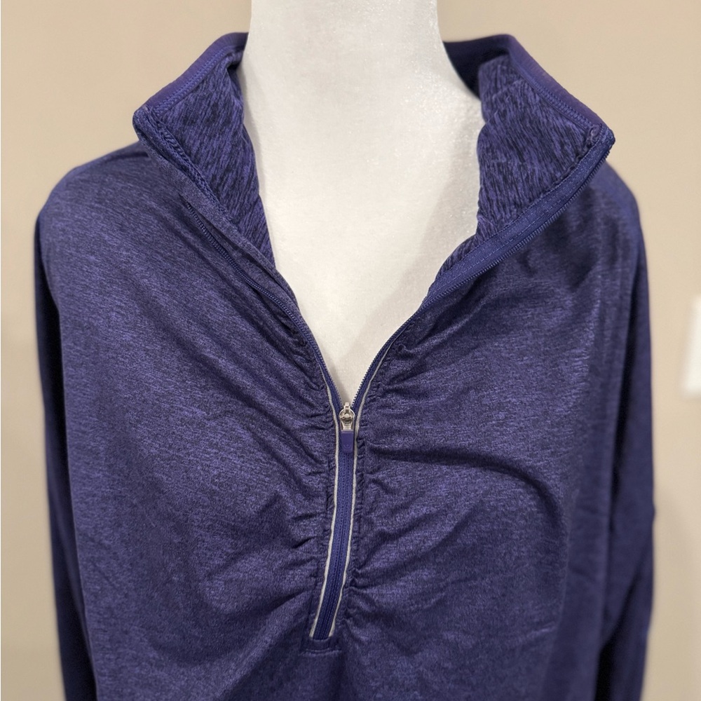 Women’s Kirkland Signature Purple Quarter Zip-Up Athletic Shirt with Thumbholes